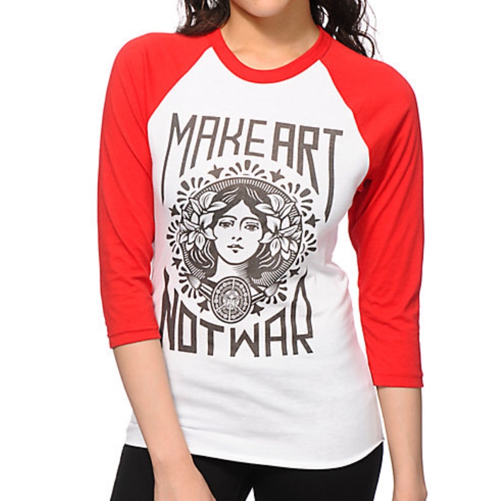 Make Art, Not War baseball tee